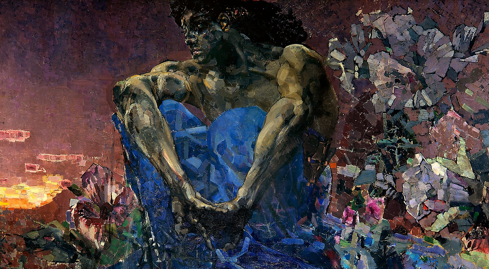 The Demon Seated, Mikhail Vrubel (1856-1910), 1890. (from Wikipedia)