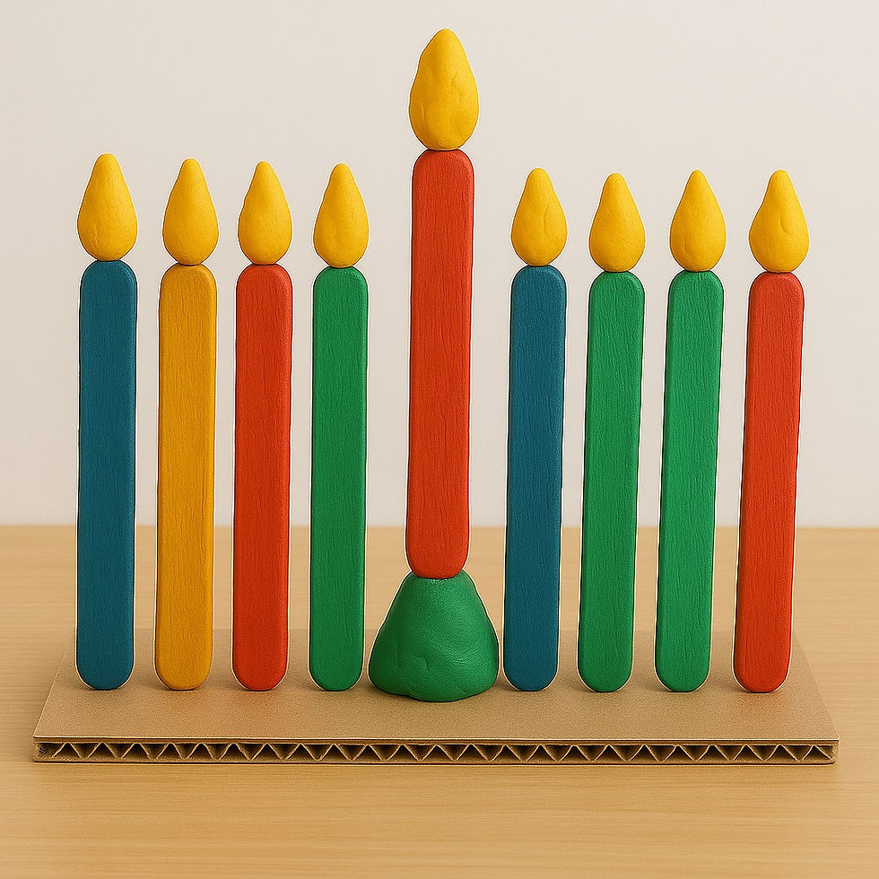 חנוכיה ממקלות ופלסטלינה - יצירה לחנוכה