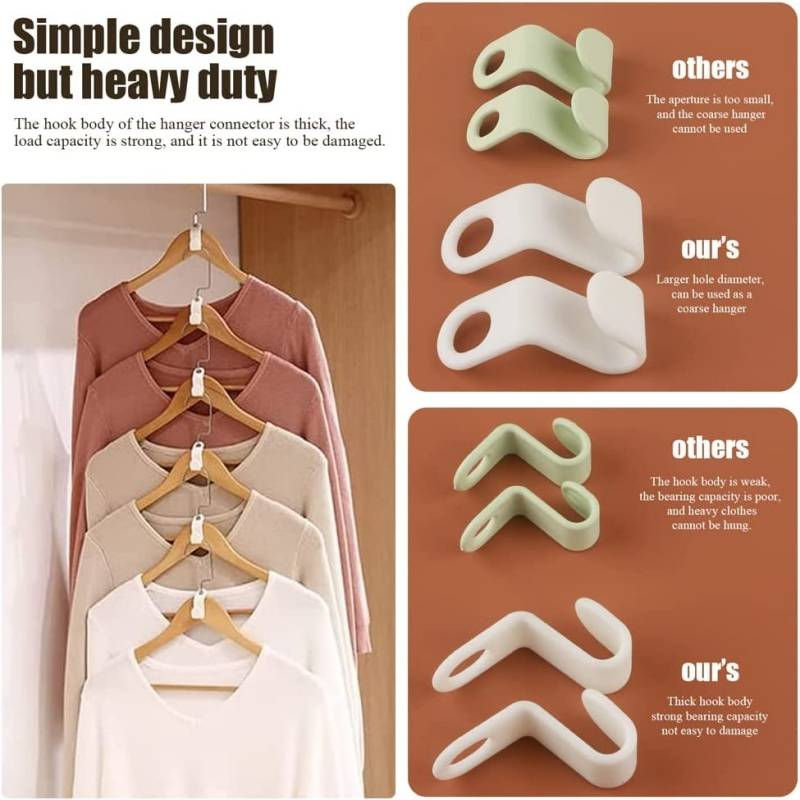 50pcs Extra Large Space Saving Hanger Connector Hooks