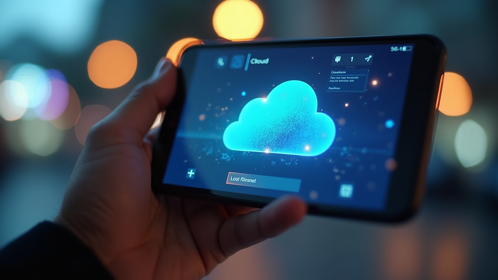 Close-up view of a hand holding a smartphone displaying a cloud gaming app interface