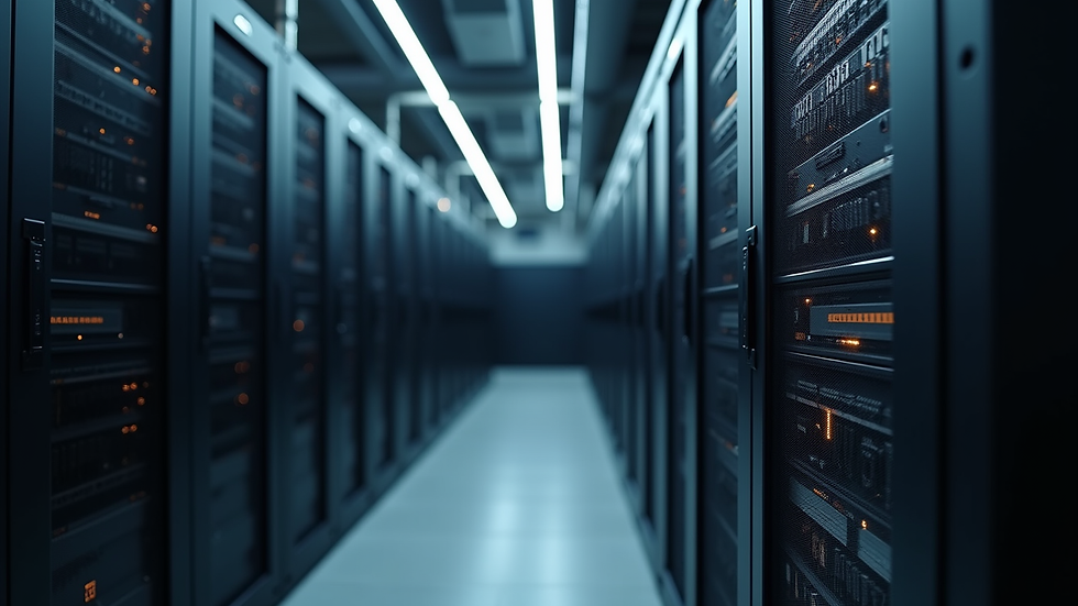 Eye-level view of a server rack in a small business IT room