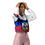 Thumbnail: Women’s Cropped Windbreaker 1 W/Haitian Flag Print
