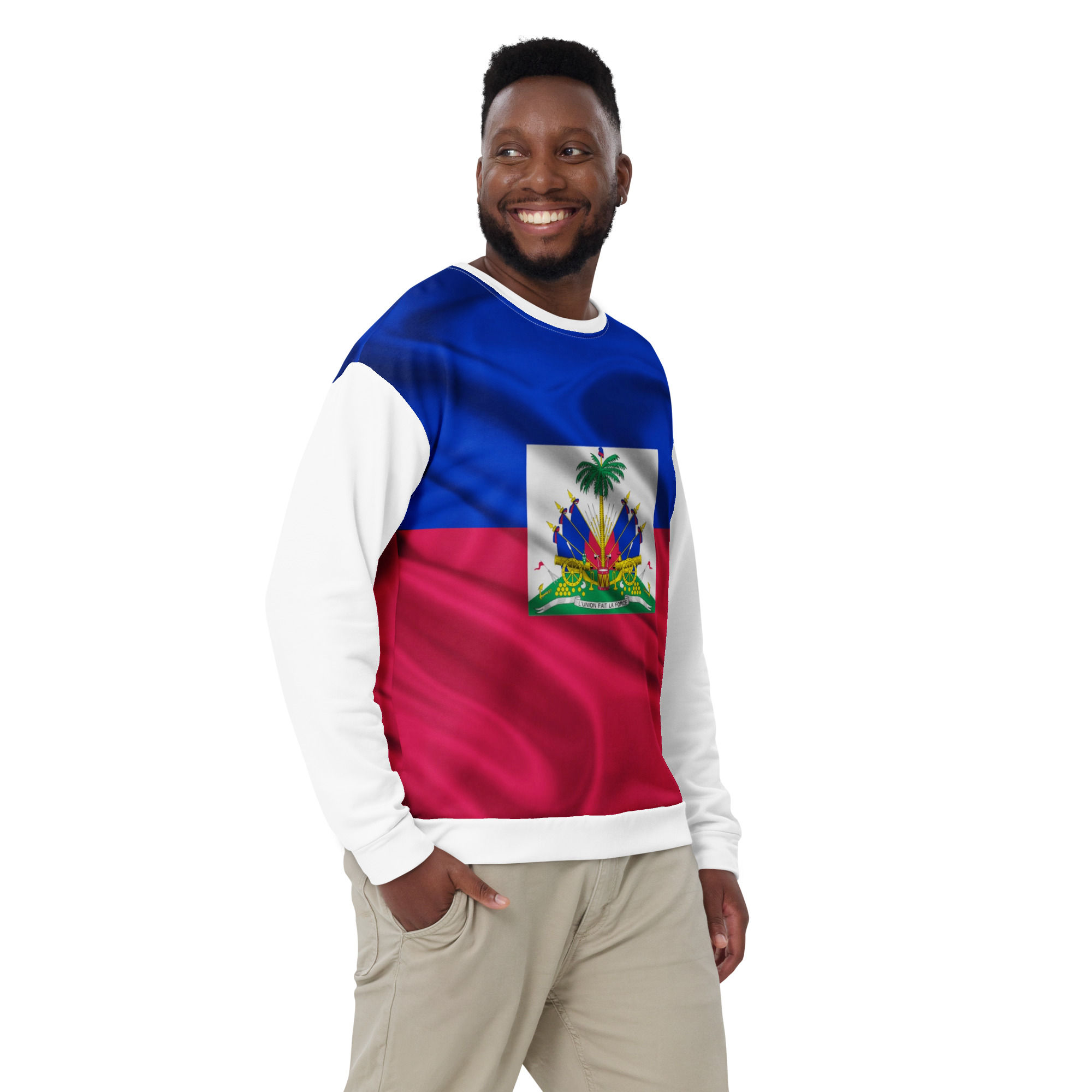 Unisex Sweatshirt W/Haitian Flag Print