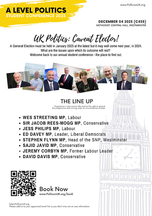 PoleconUK A Level Politics Student Conference Flyer C435 2023