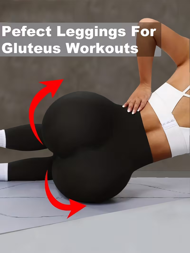Miniatura: Calça legging feminina de cintura alta para ioga, com efeito levanta bumbum e có