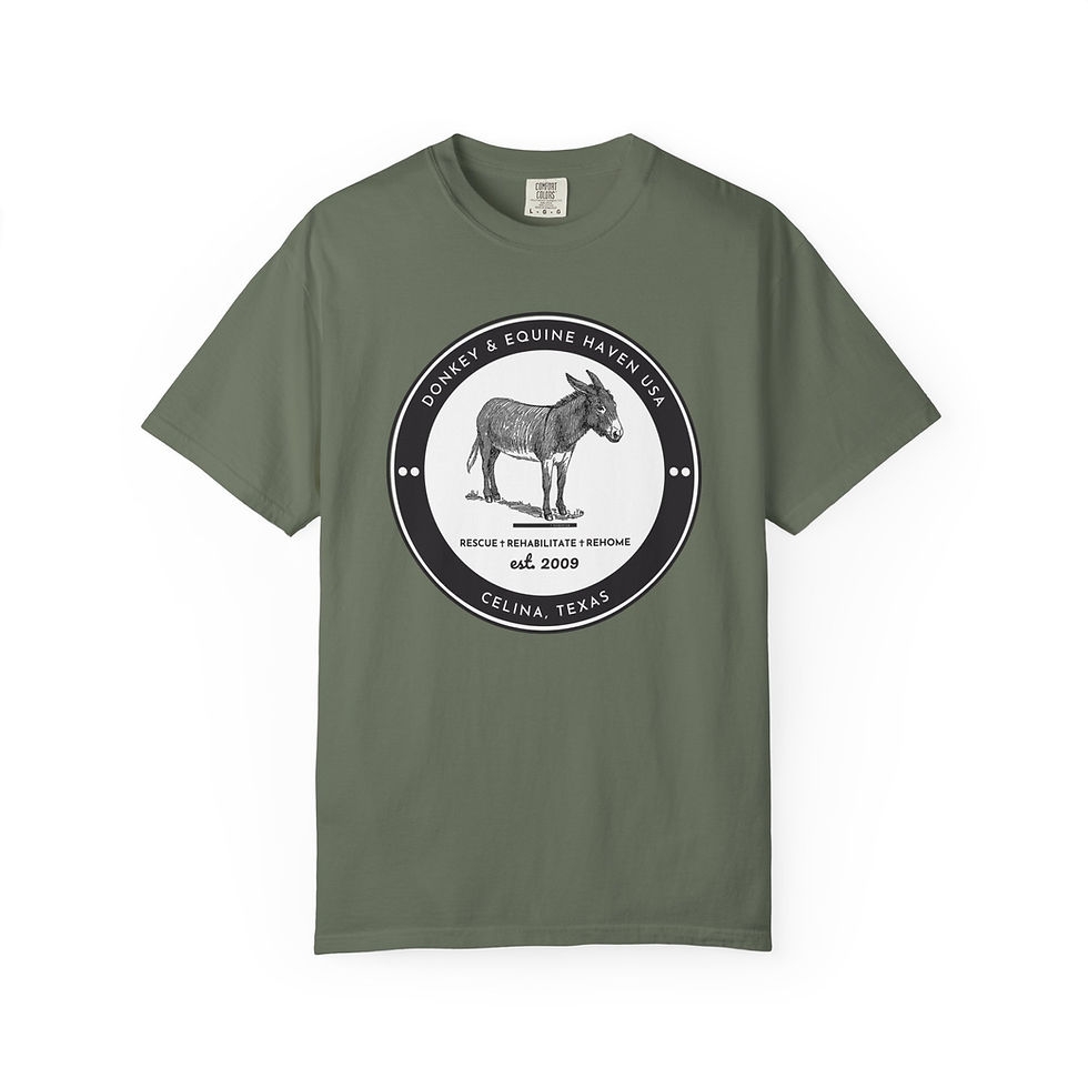 Thumbnail: Premium Comf Clrs Unisex Garment-Dyed T-Shirt - Donkey & Equine Haven Rescue Tee
