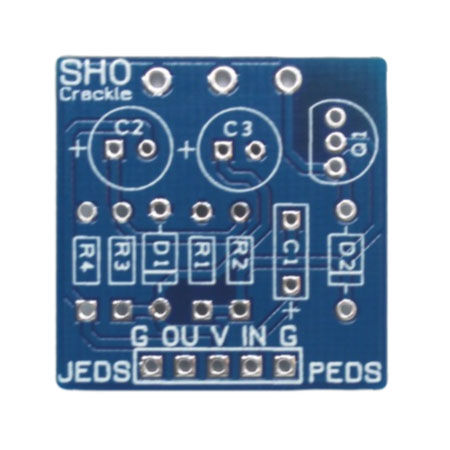 front view of empty circuit board for DIY guitar effects pedal