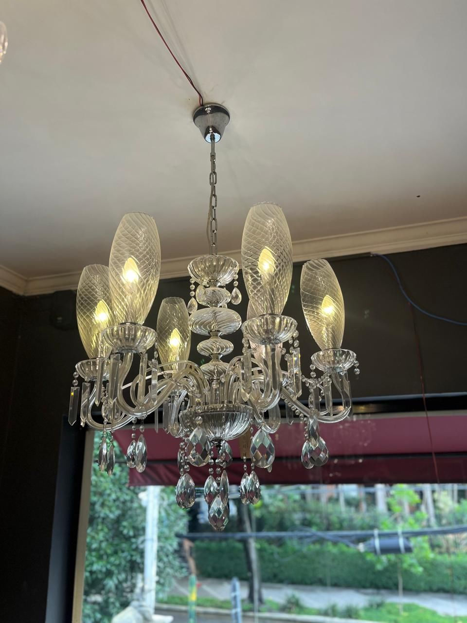 LUSTRE 6 BRAÇOS CRISTAL