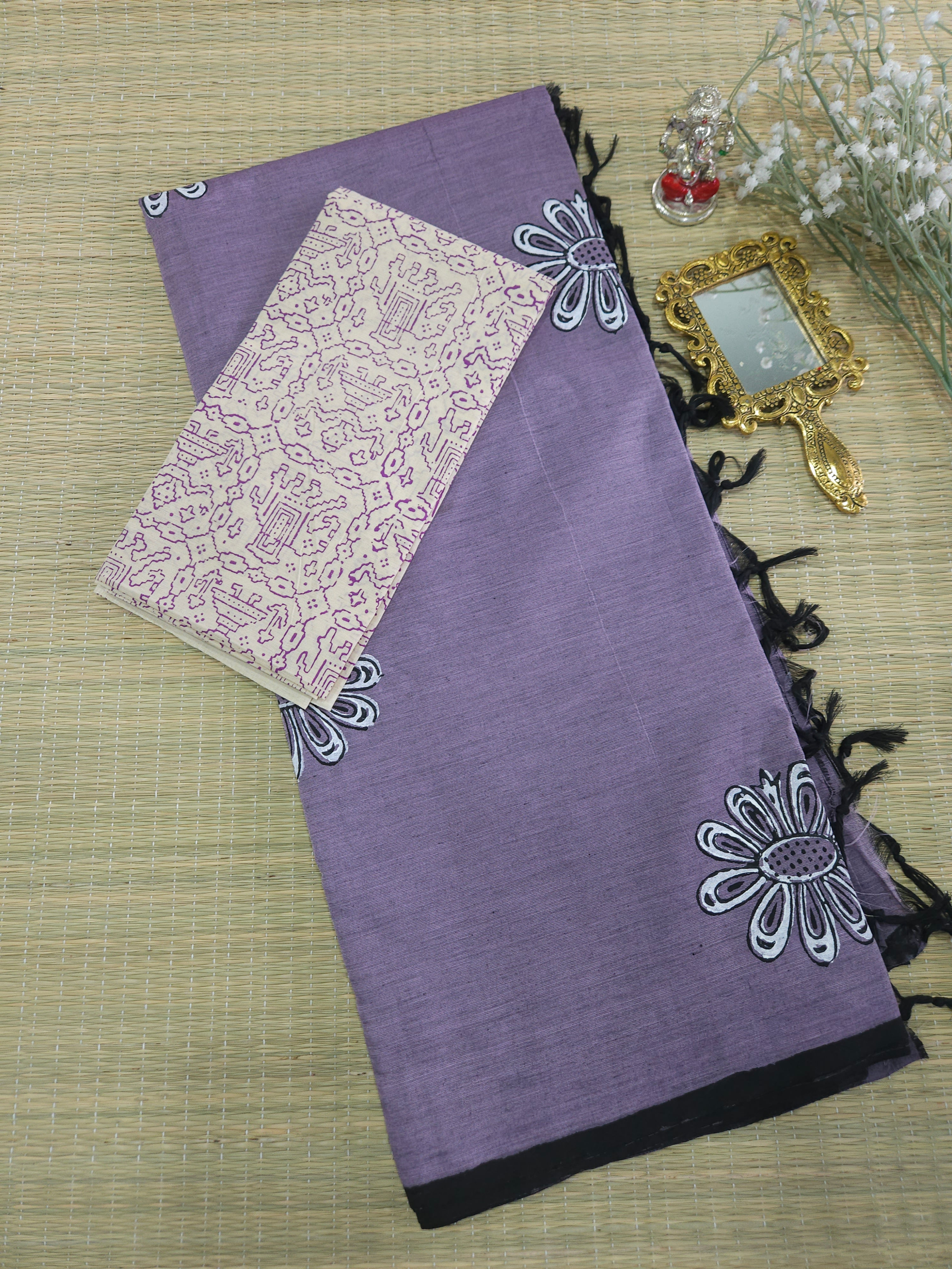 RATHI South cotton Handblock printed saree