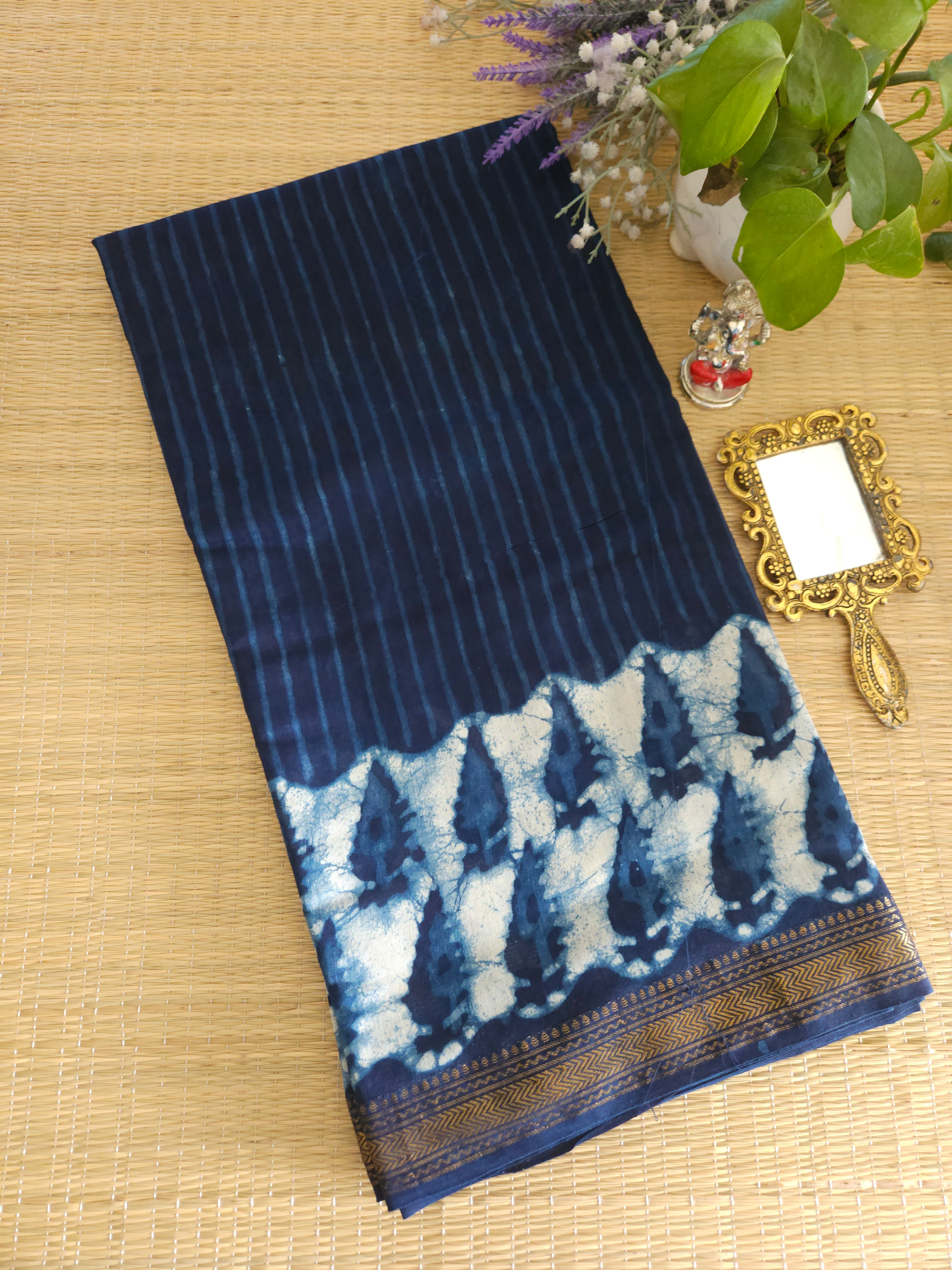 Pure Maheswari silk Handblock printed saree 