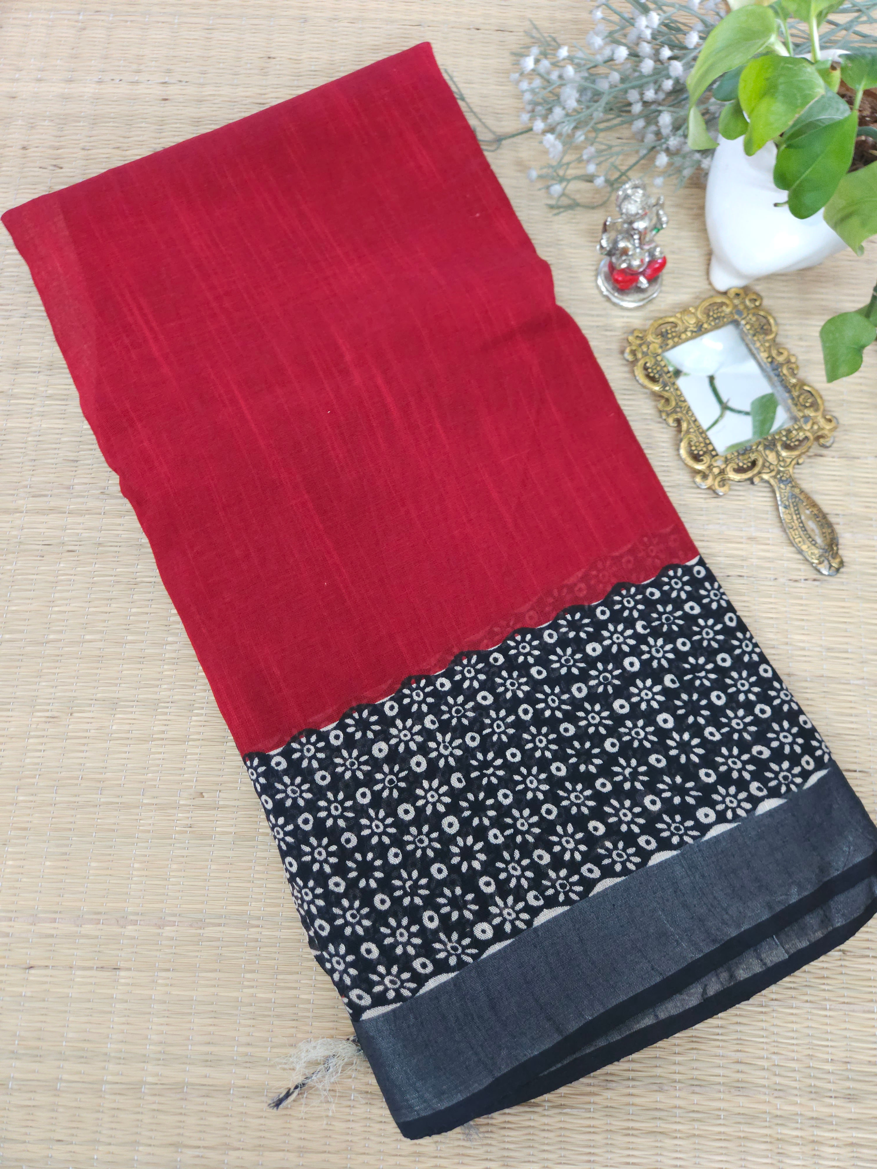 Linen Handblock printed saree