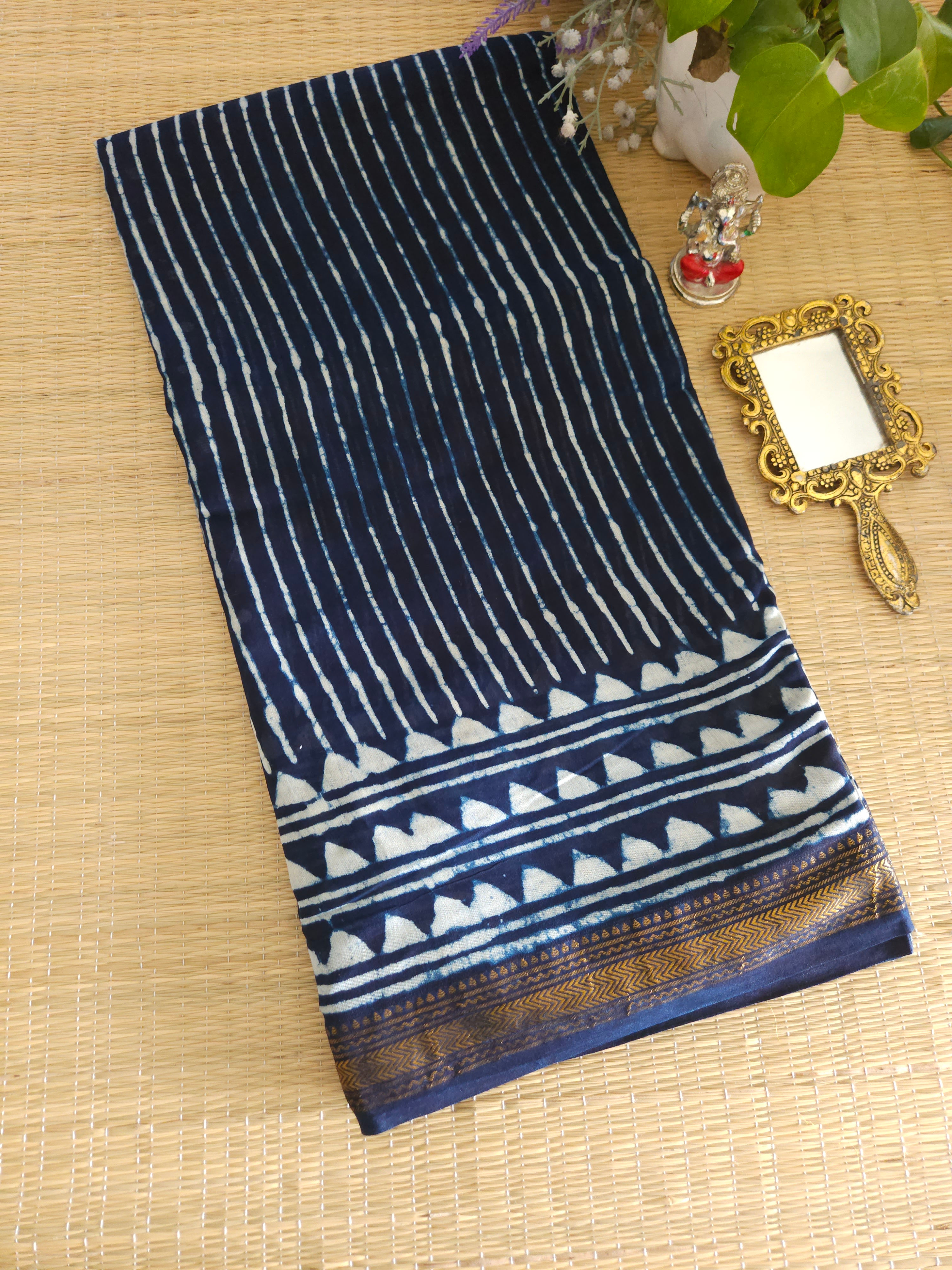 Pure Maheswari silk Handblock printed saree