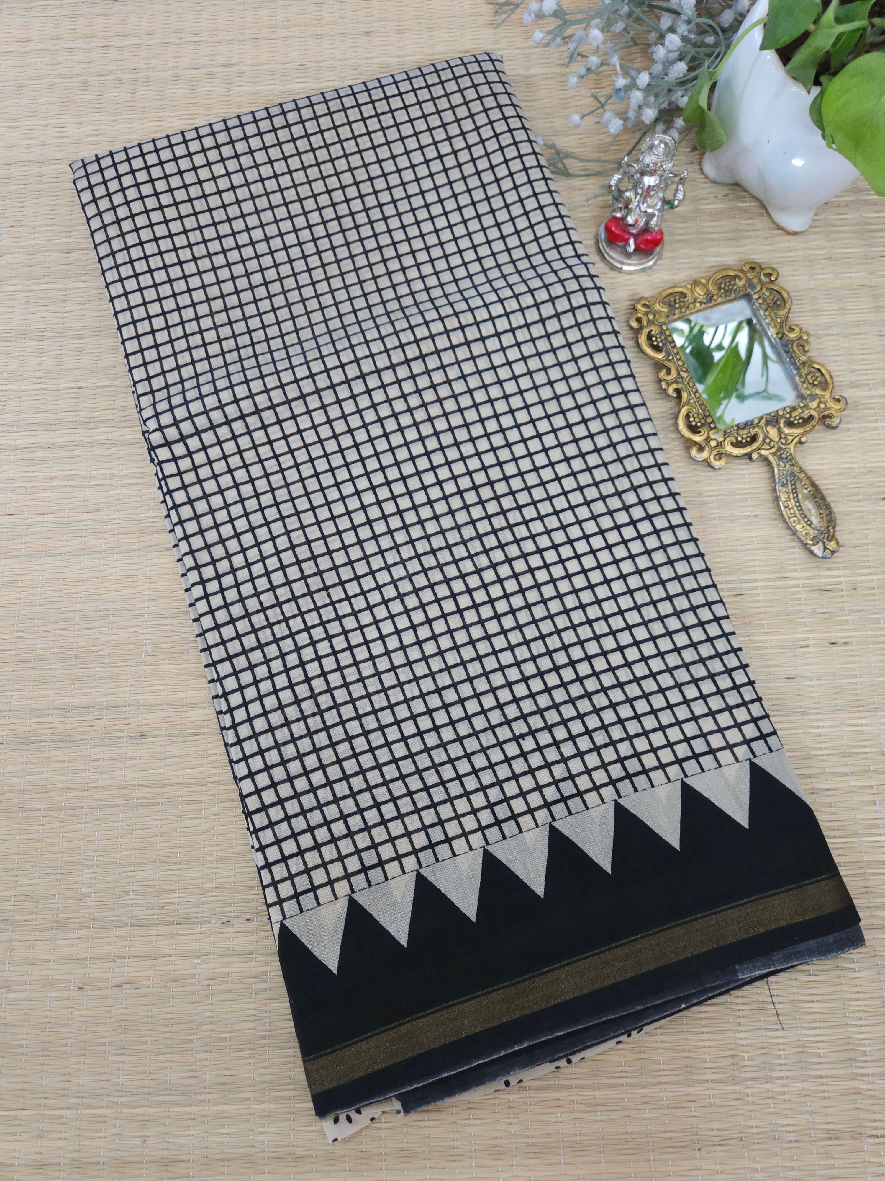 Pure Chanderi silk Handblock printed saree