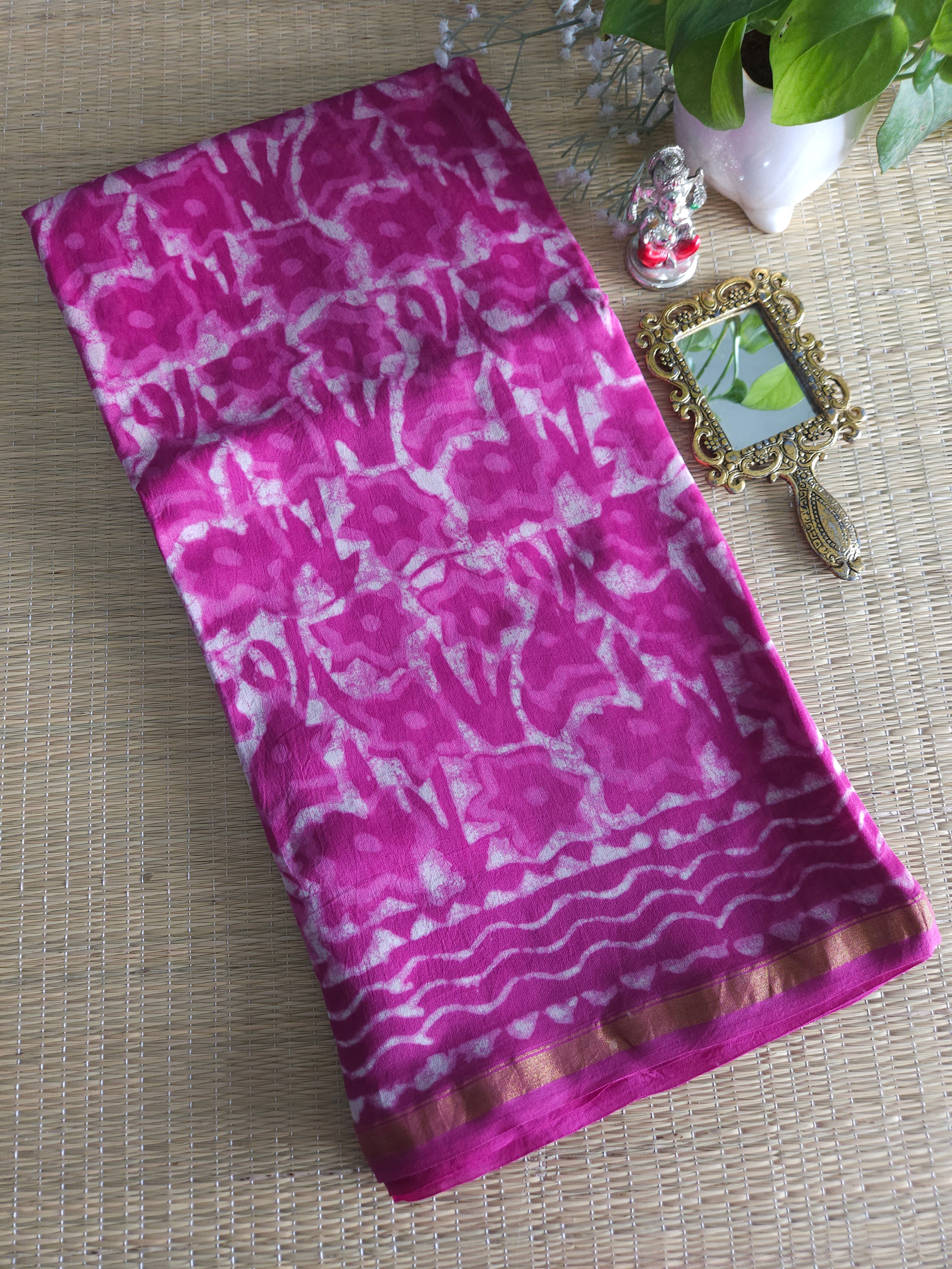 Pure Chanderi Handblock printed saree