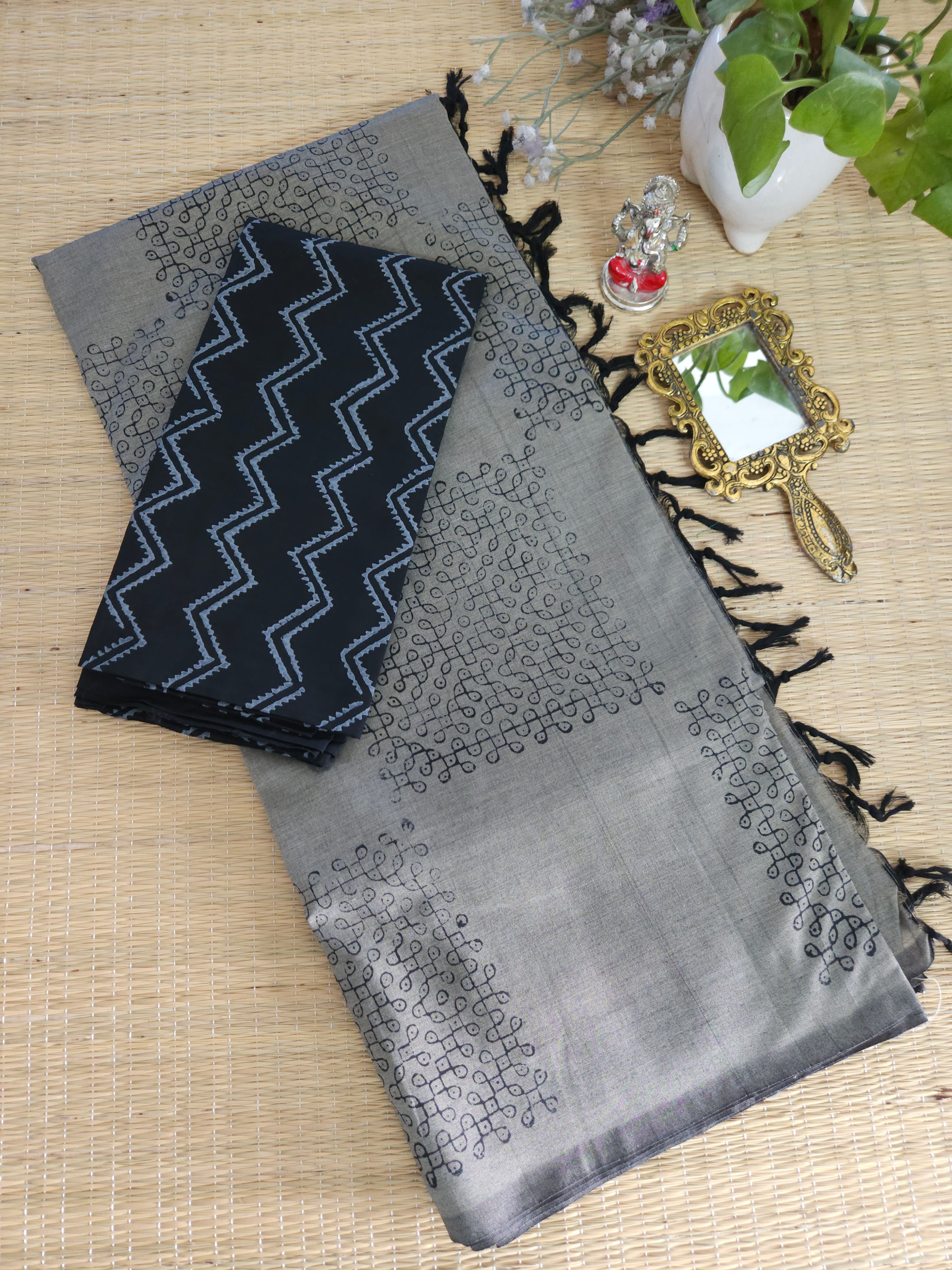 RATHI South cotton Handblock printed saree 