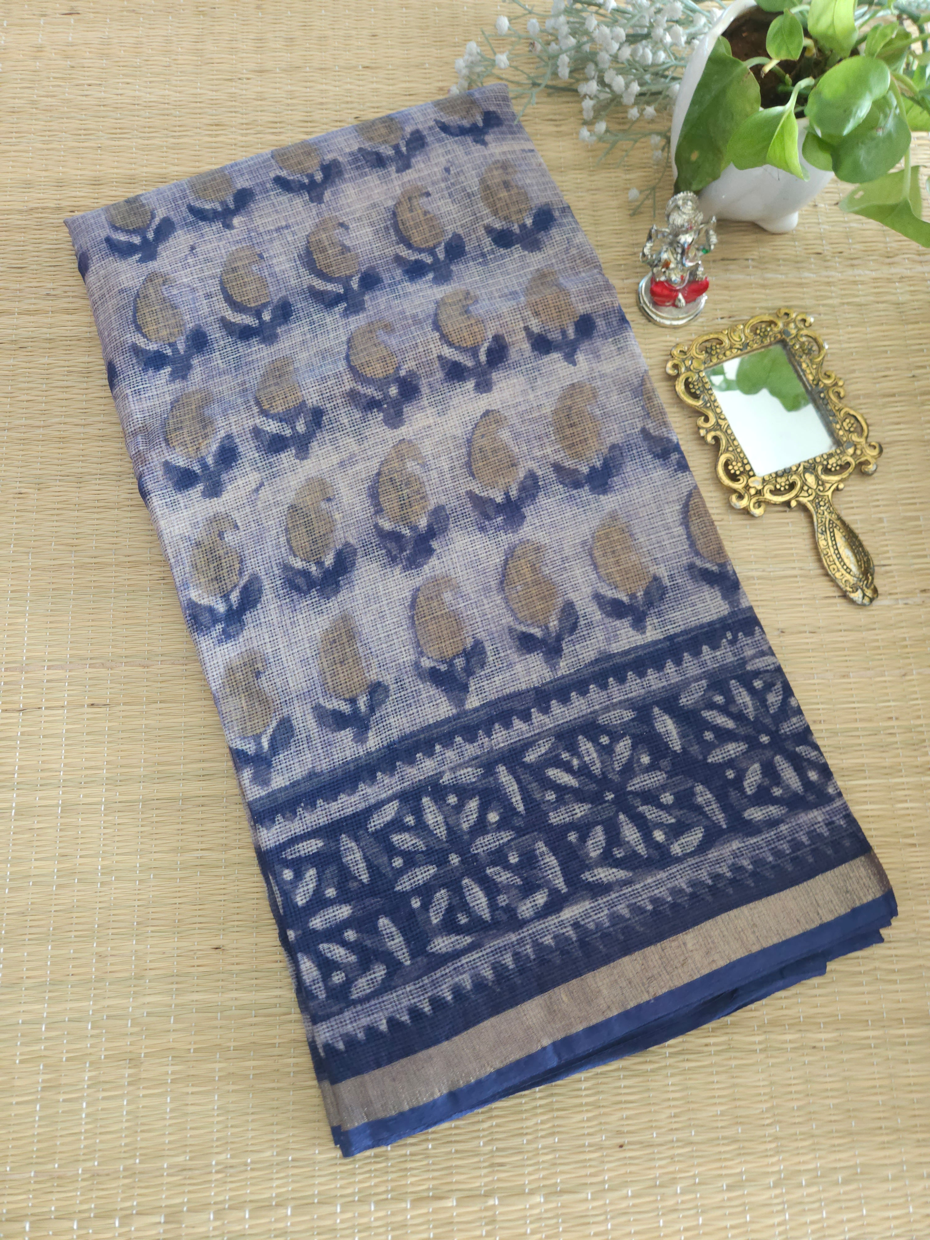 Pure Kota Doriya Handblock printed saree 