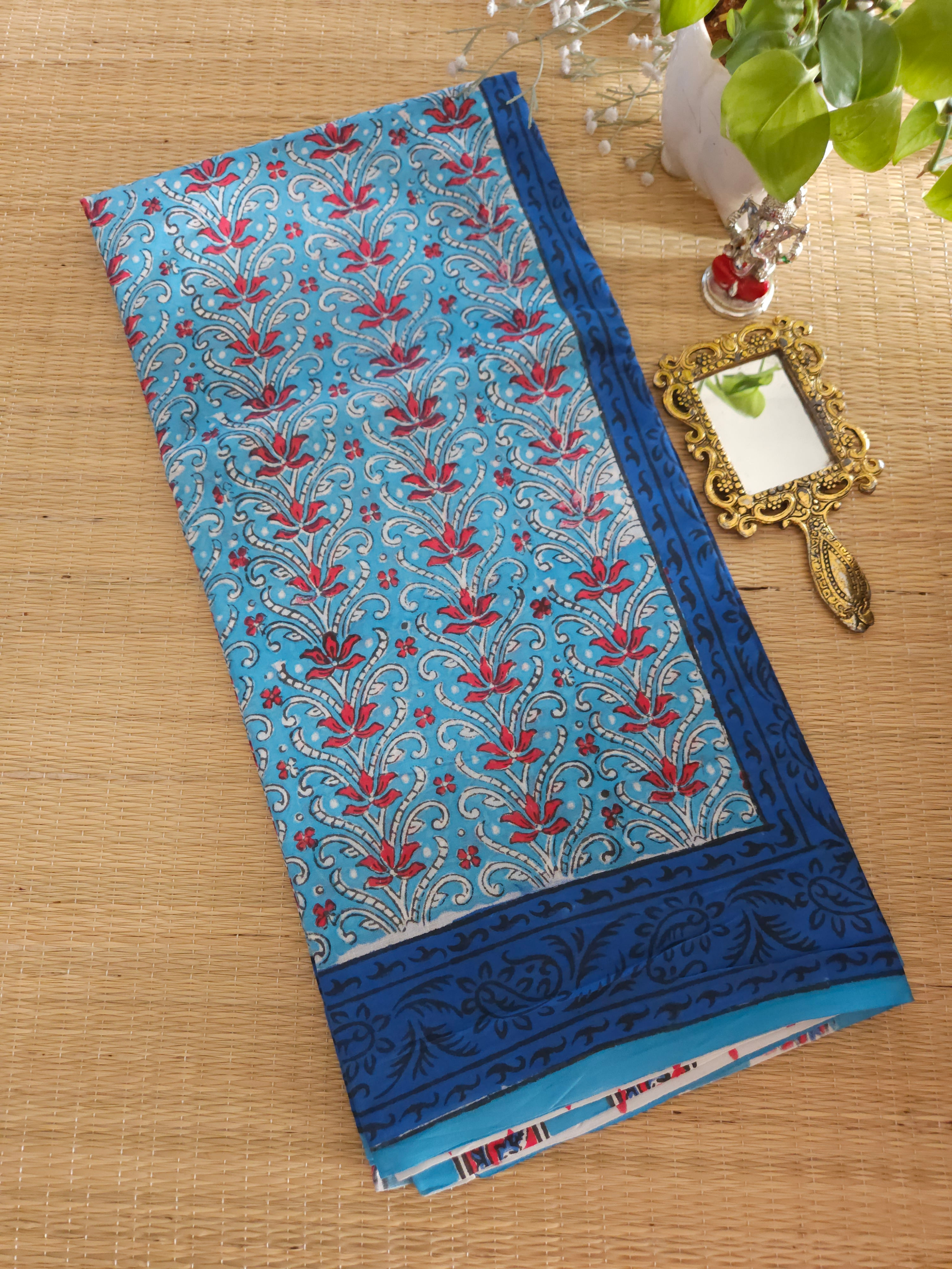 Pure Mul Mul cotton Handblock printed saree