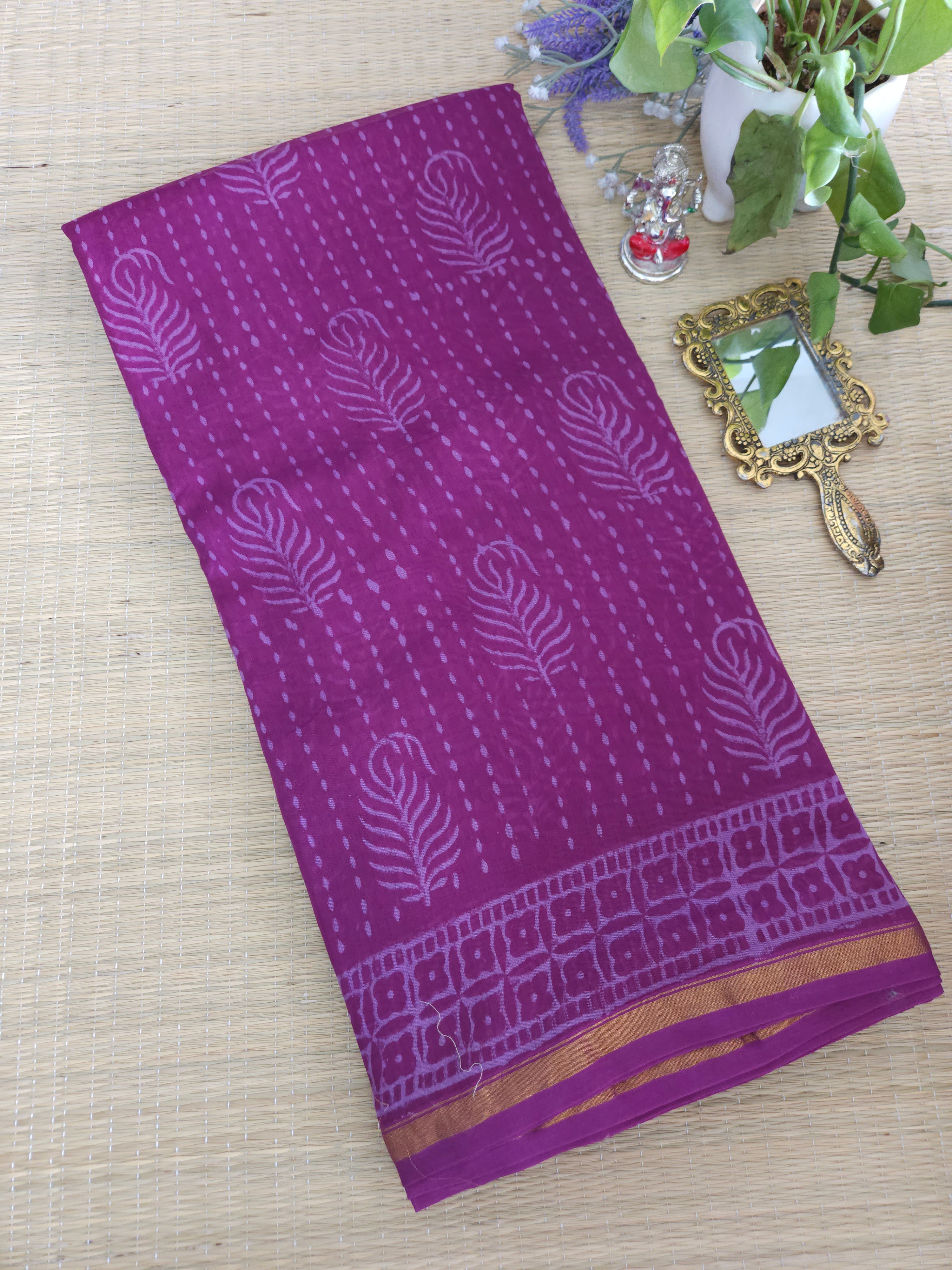 Pure Chanderi silk Handblock printed saree
