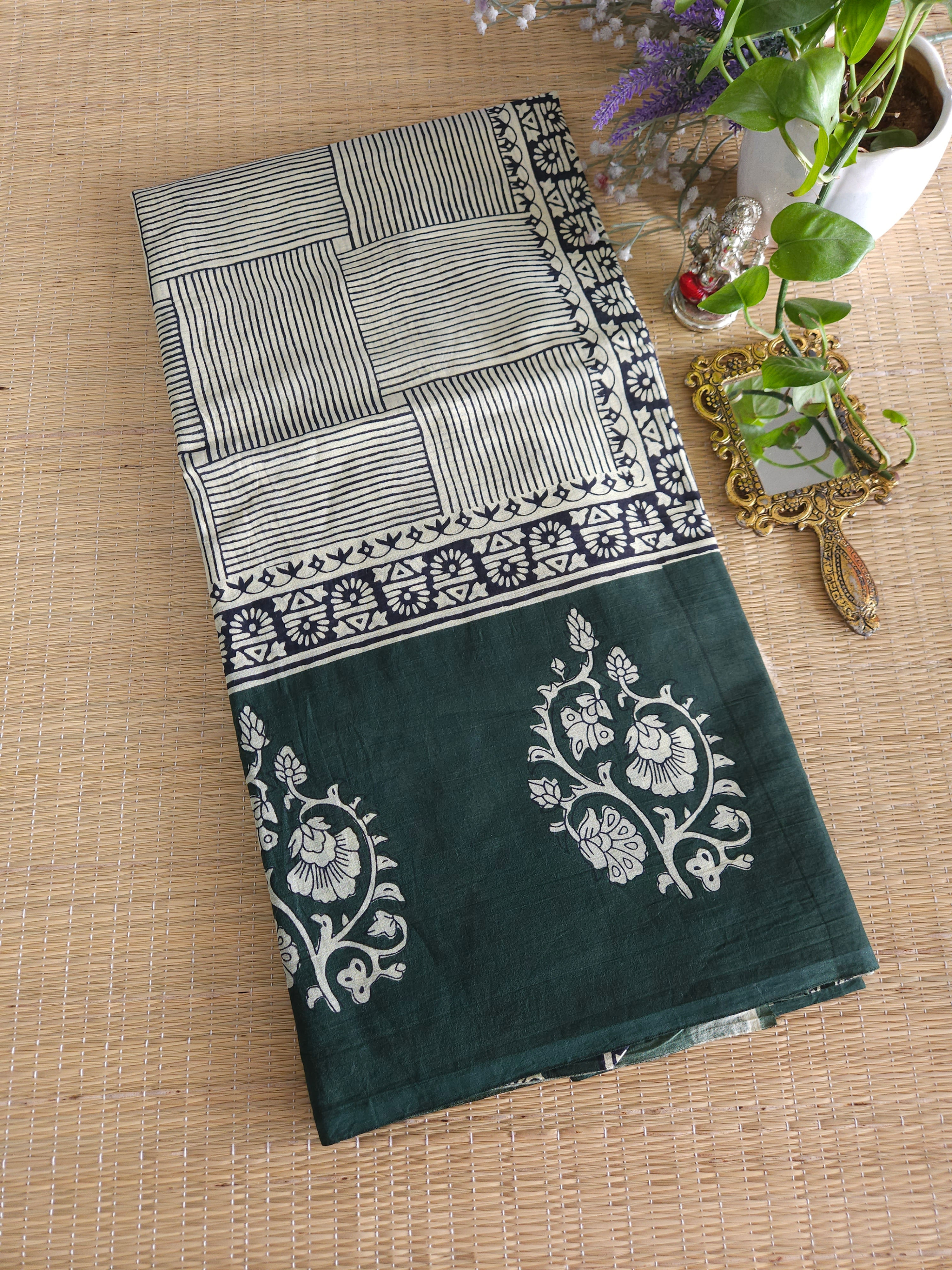 Mul mul cotton Handblock printed saree 
