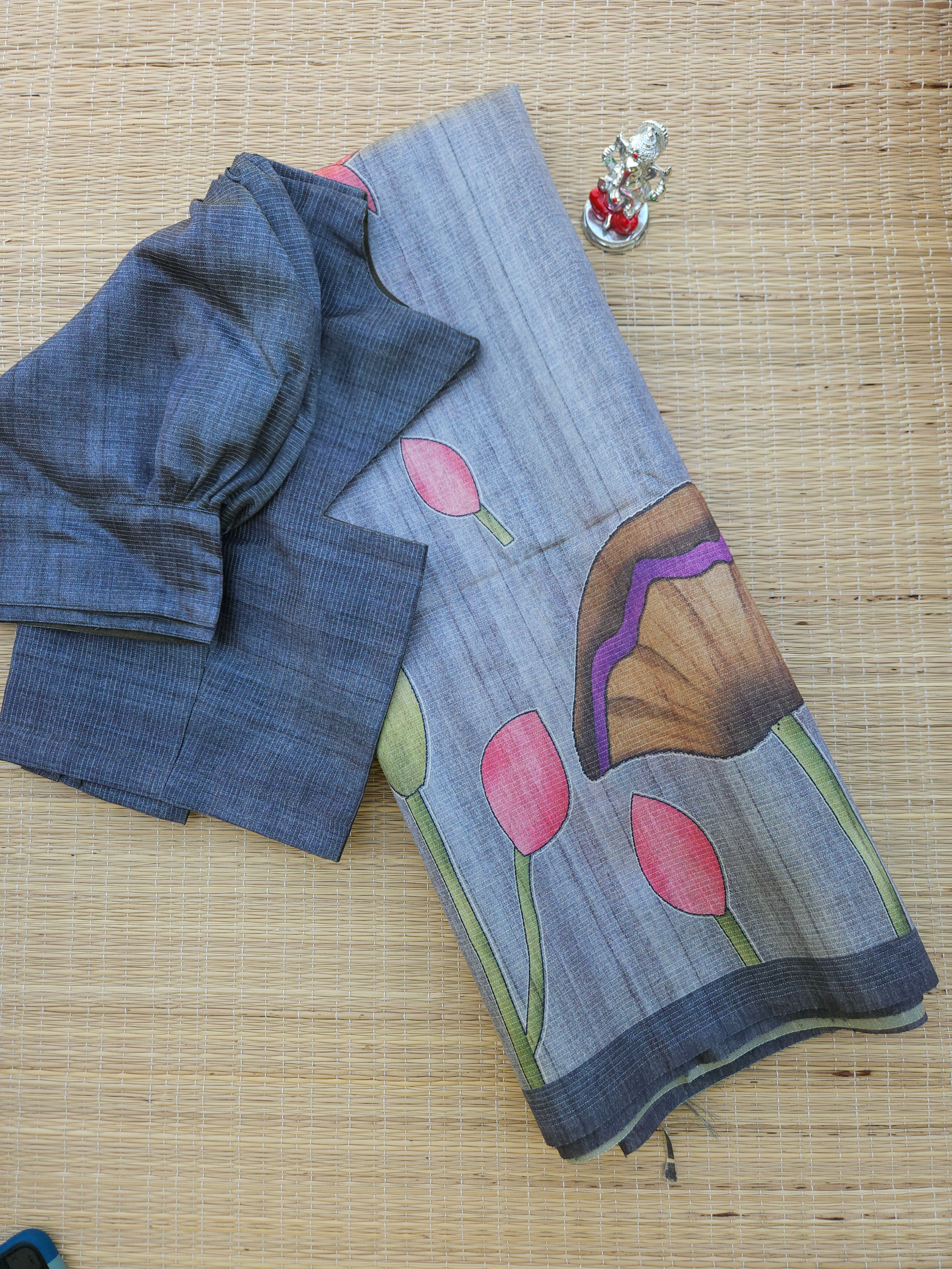 Tussar Saree + Ready to wear blouse