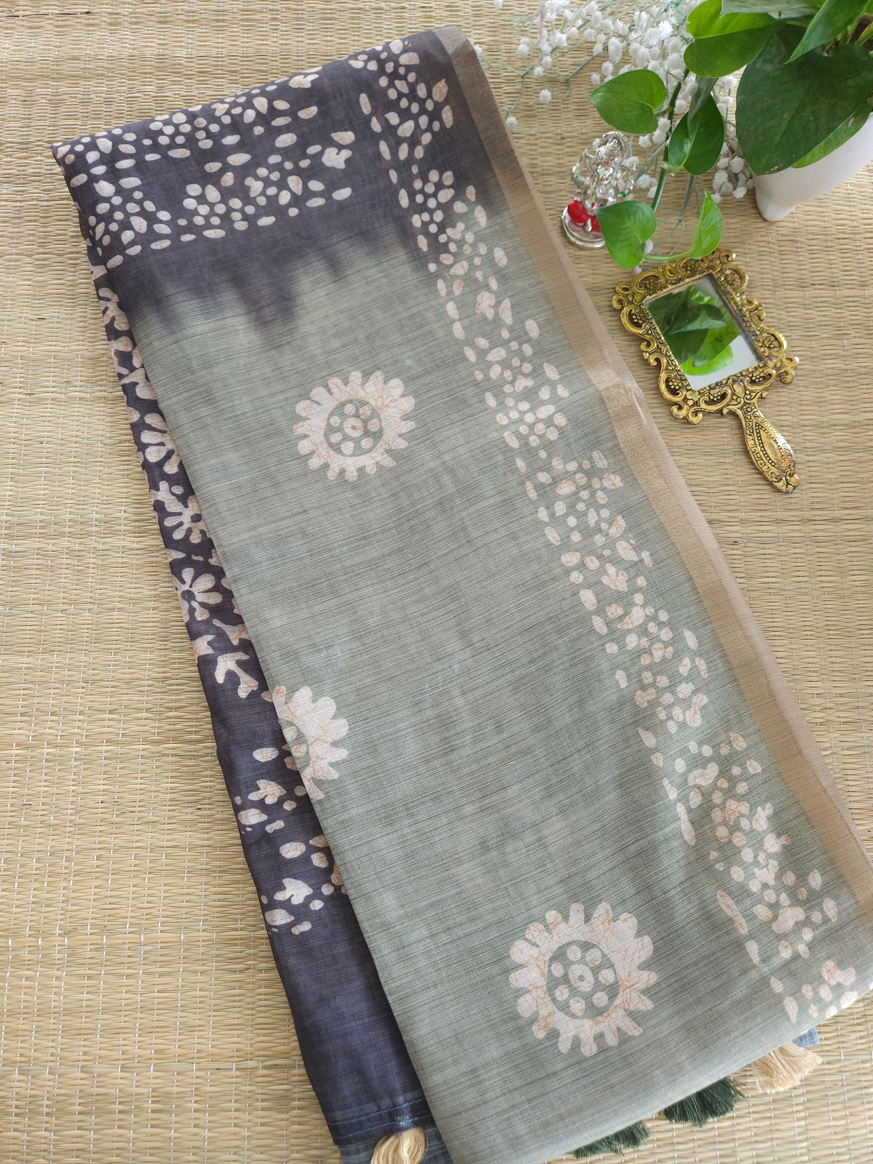 Linen Batik printed saree