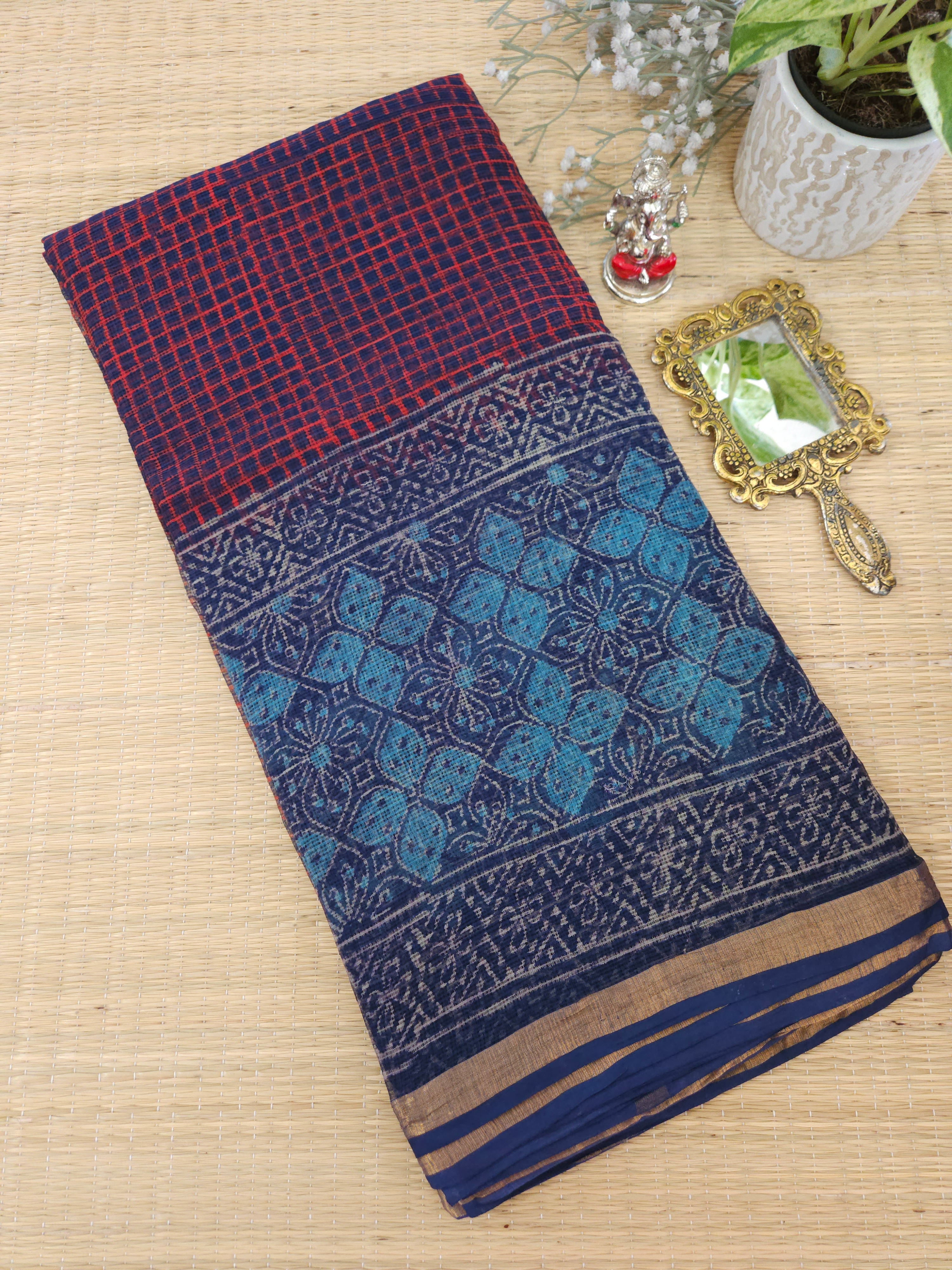 Pure Kota Doriya Handblock printed saree