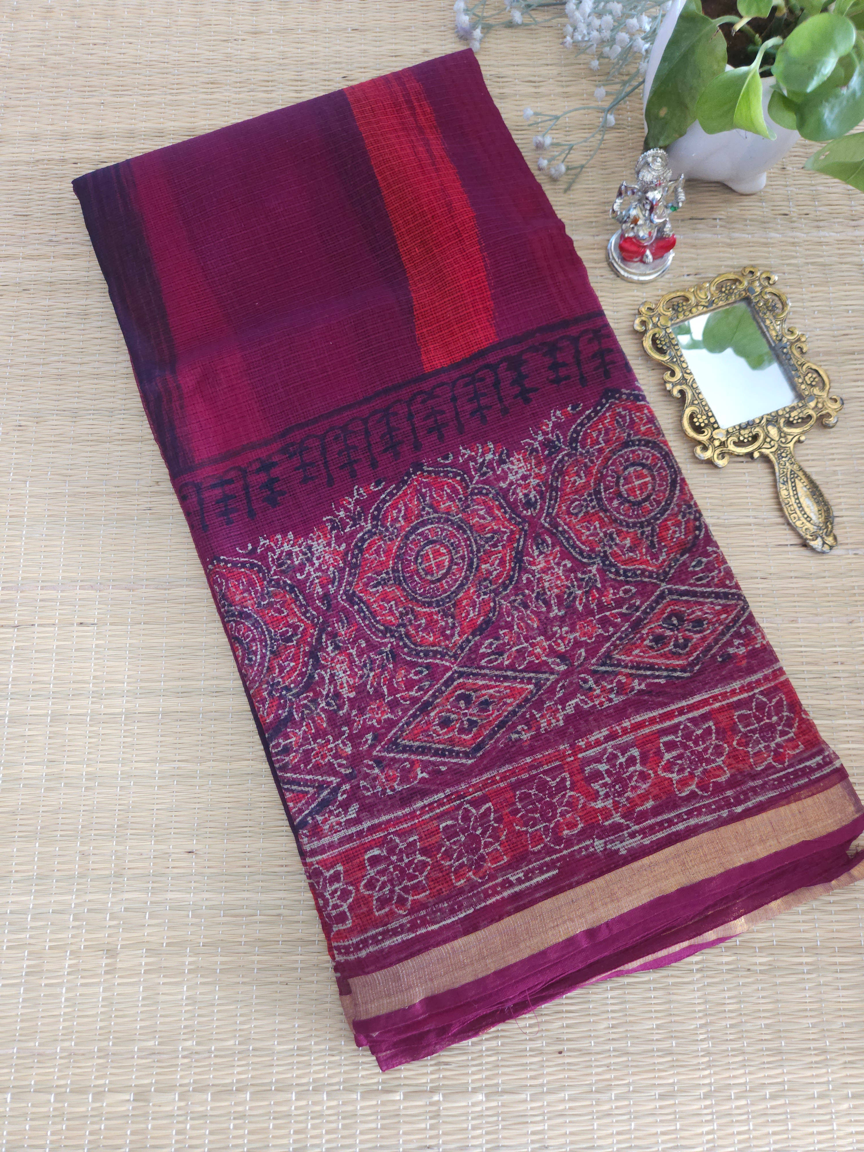 Pure Kota Doriya Handblock printed saree 