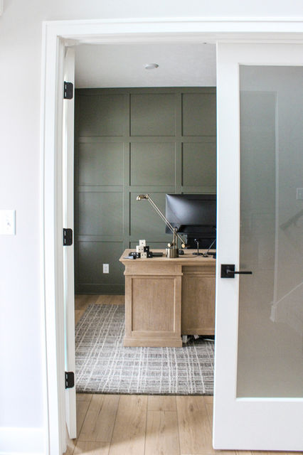 Earthy transitional organic residential new construction home office design by House of You Interior Design in Grand Rapids, MI