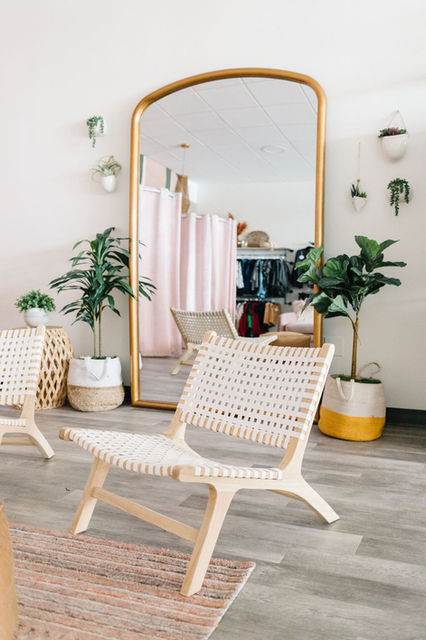 Modern bohemian commercial boutique interior design by House of You Interior Design in Grand Rapids, MI