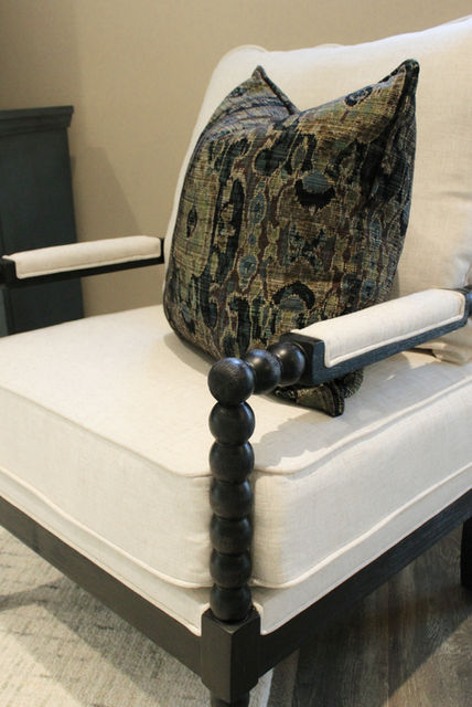 Transitional farmhouse style residential living room condominium interior design by House of You Interior Design in Grand Rapids, MI