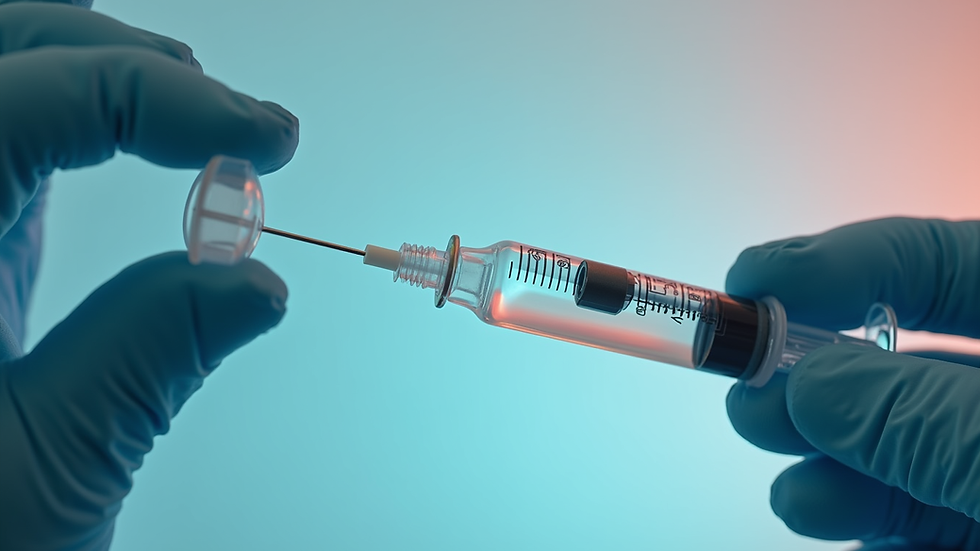Close-up view of a syringe with dermal filler gel ready for injection