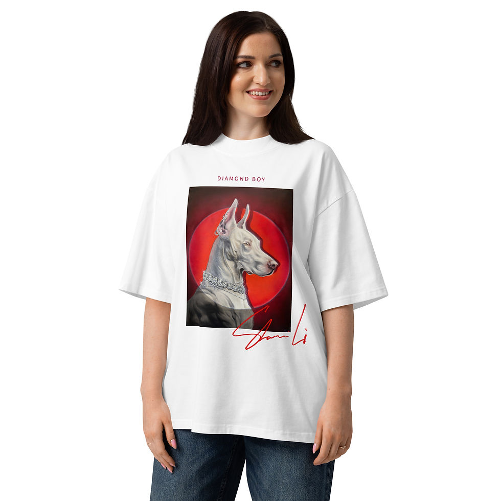 Thumbnail: "Diamond Boy" Unisex organic oversized high neck t-shirt