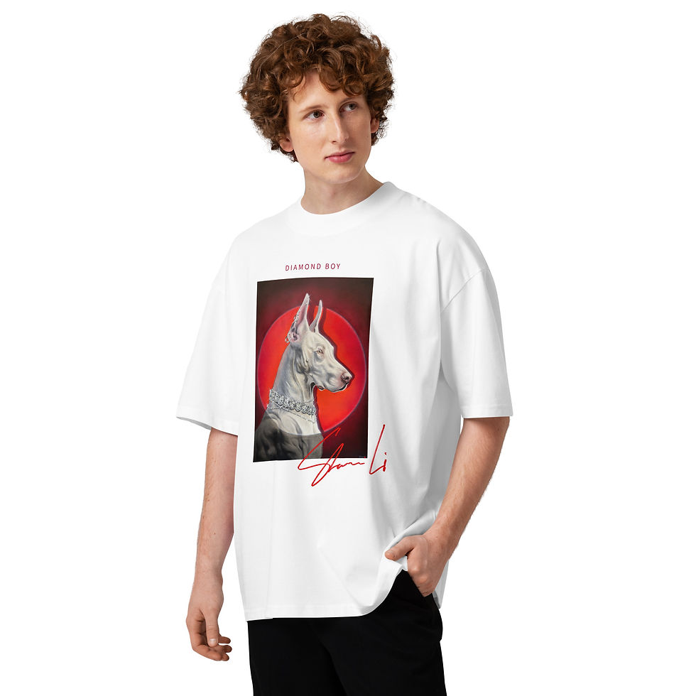 Thumbnail: "Diamond Boy" Unisex organic oversized high neck t-shirt