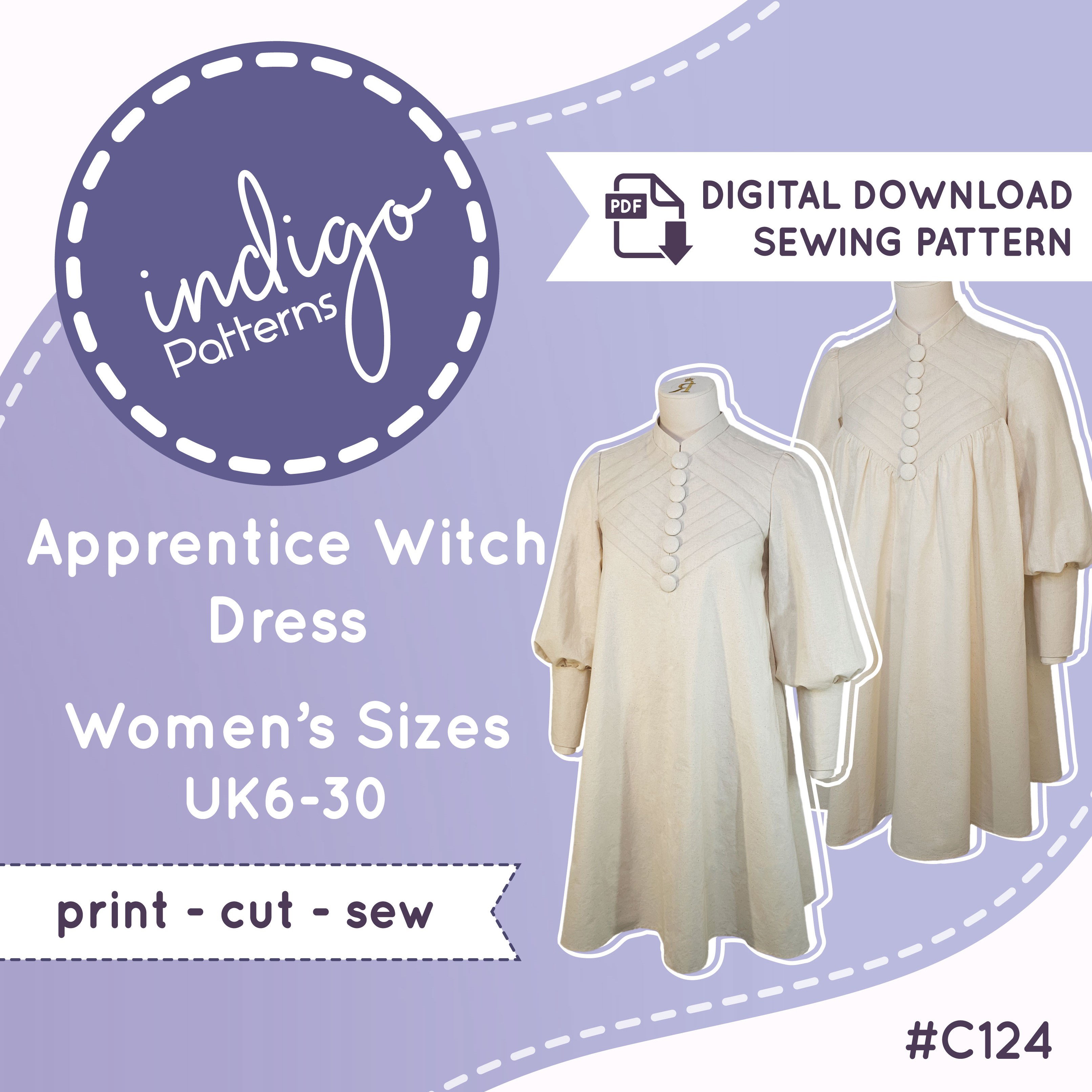 Indigo Patterns Apprentice Witch Dress Apprentice Witch Dress Cosplay Sewing Pattern (PDF, UK 6-30) pattern envelope