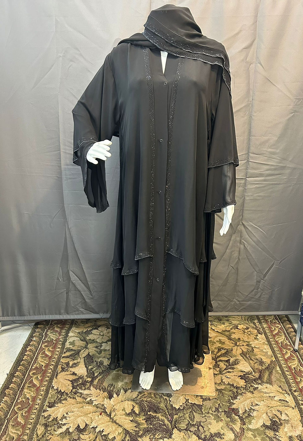 Thumbnail: Double Layer Abaya with Scarf