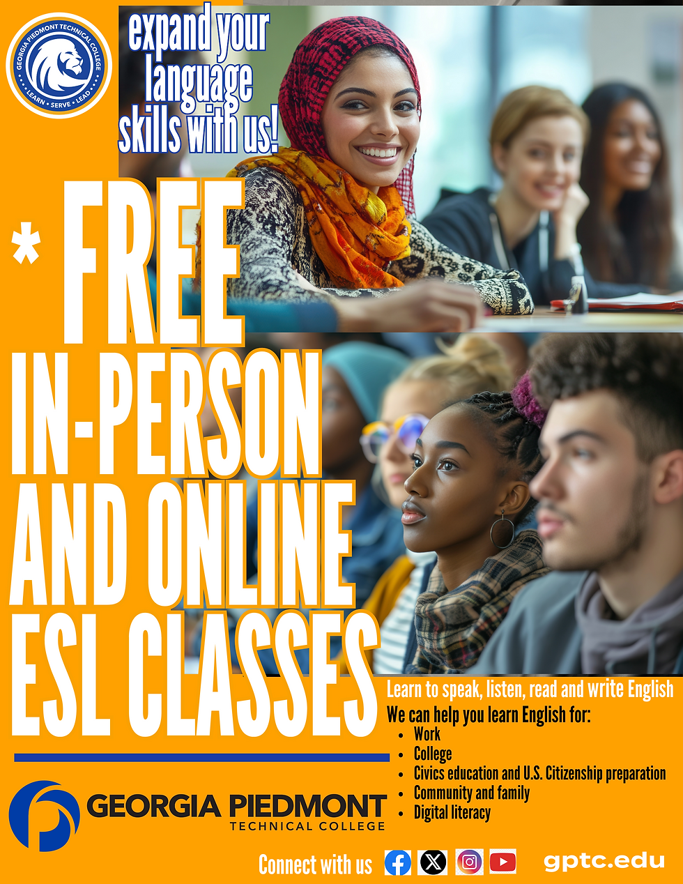 Georgia Piedmont Technical College ESL classes Free classes