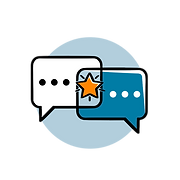 Illustratie van tekstballonnen met ster, beeld voor Communicatie en samenwerking visuals | Picture it