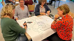 training zakelijk tekenen met team dat gezamenlijk een praatplaat maakt