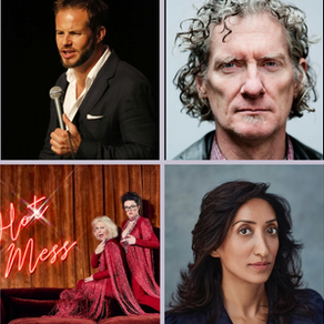 Promotional portraits of a series of comedians