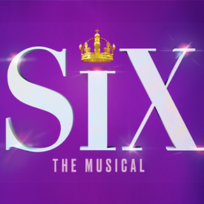 Purple background with the word SIX in silver letters with a gold crown