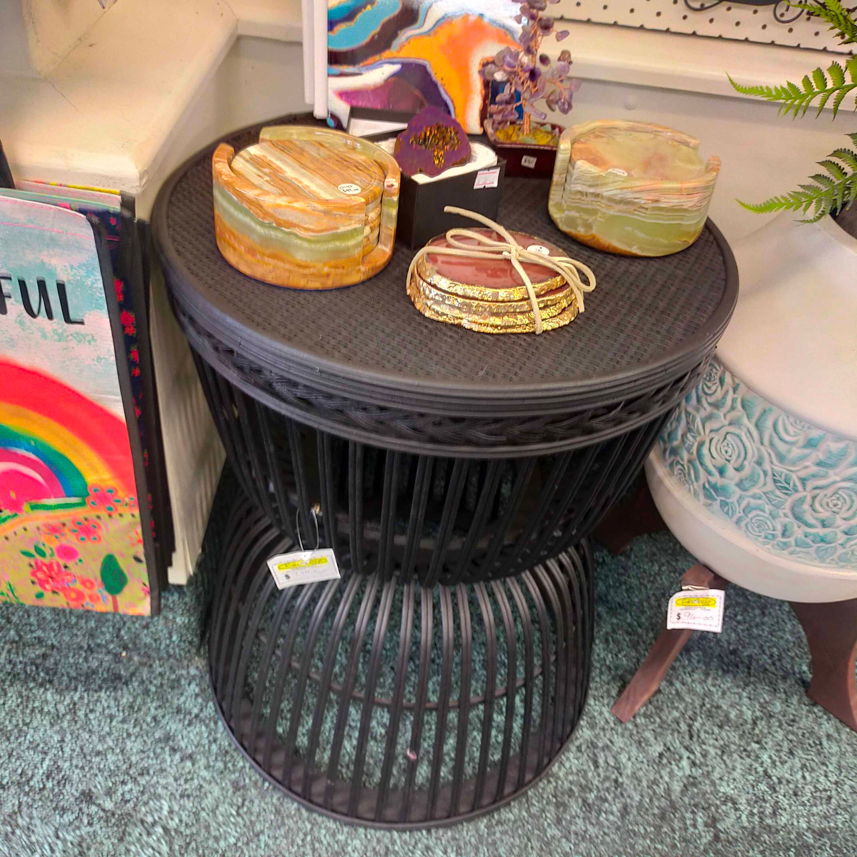 Cane Occasional Table 40cm