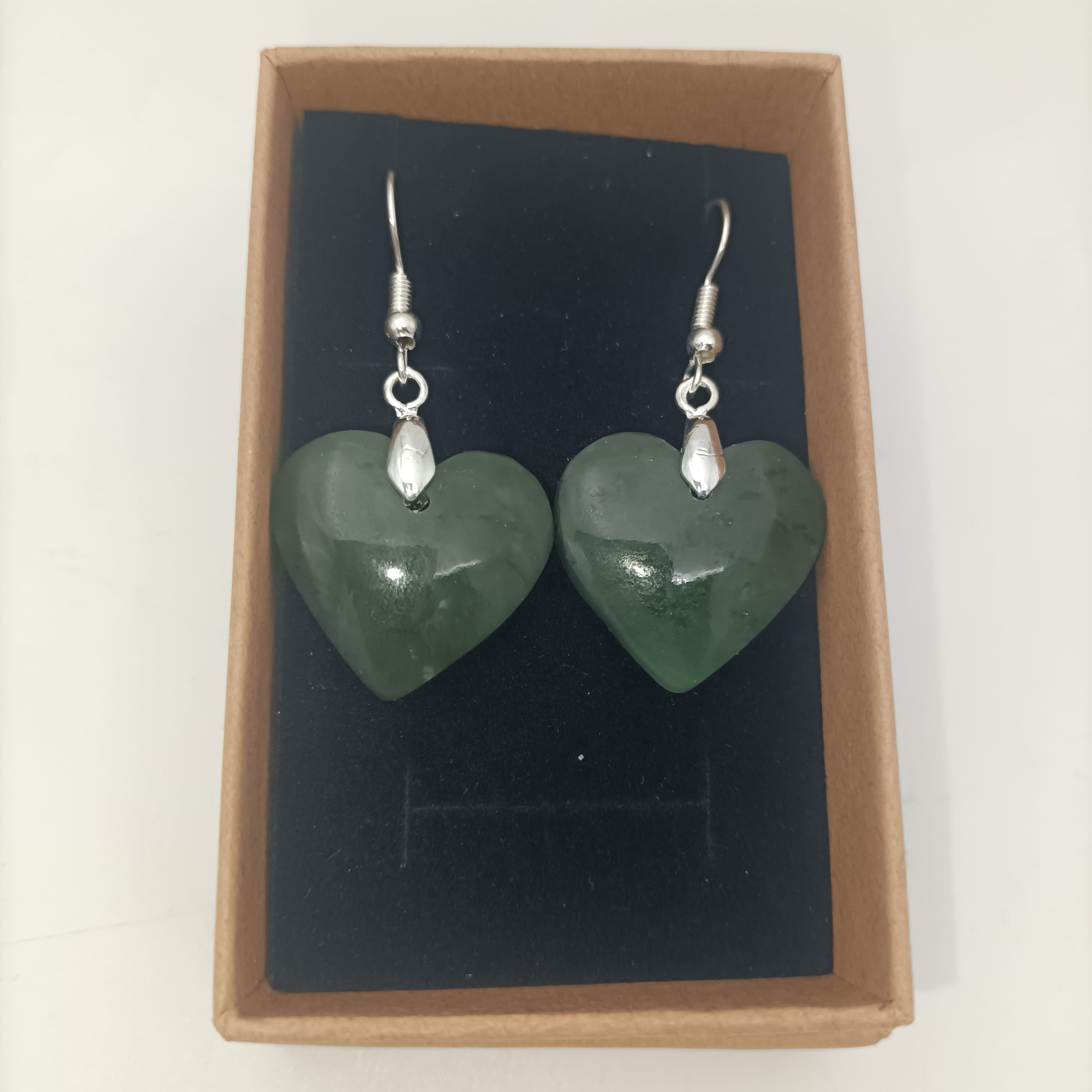 Pounamu Greenstone Heart Earrings 20mm