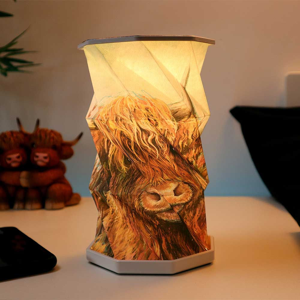 Highland Cow Foldable Lamp Rechargeable USB Powered 21cm