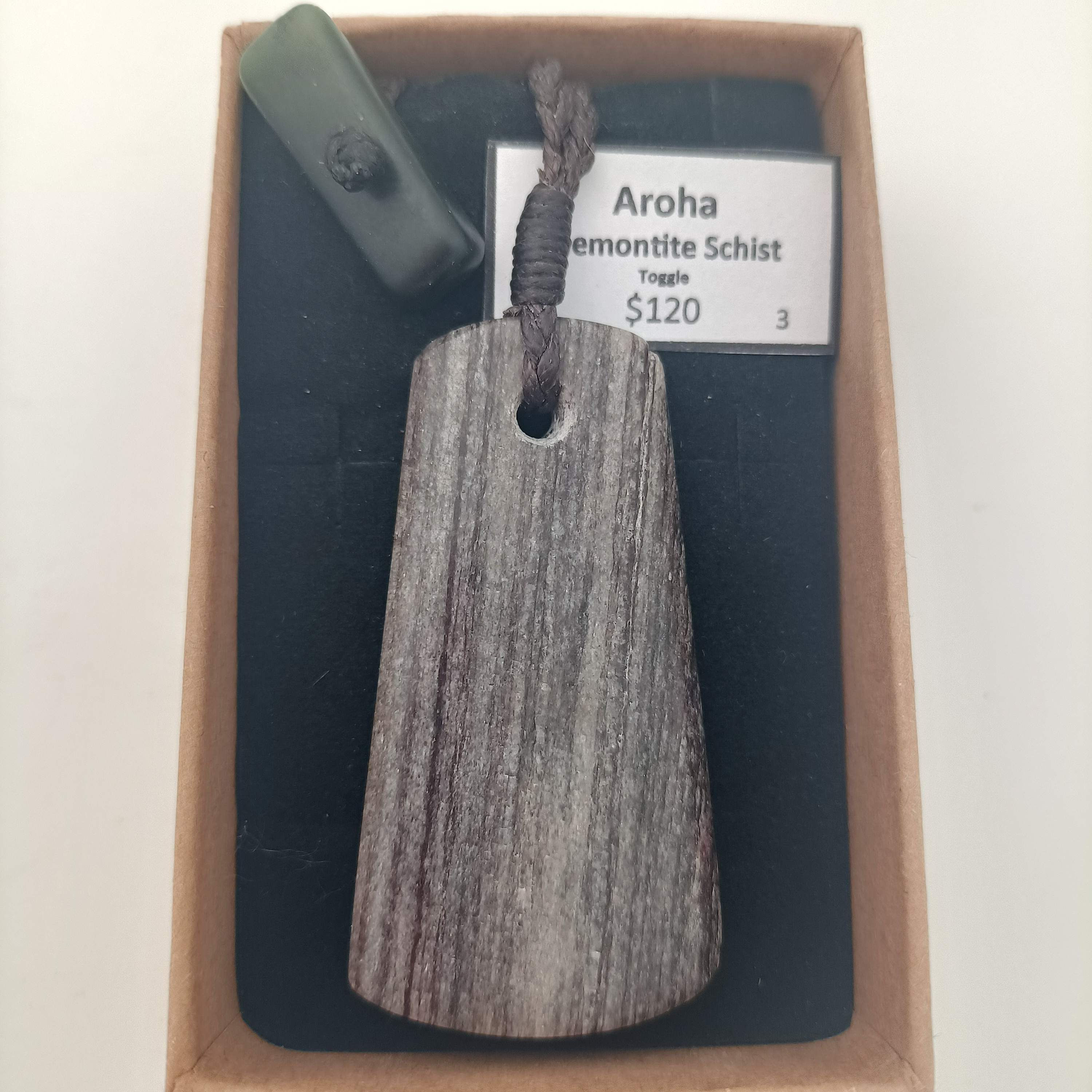 Aroha Stone Pendant with Greenstone Toggle