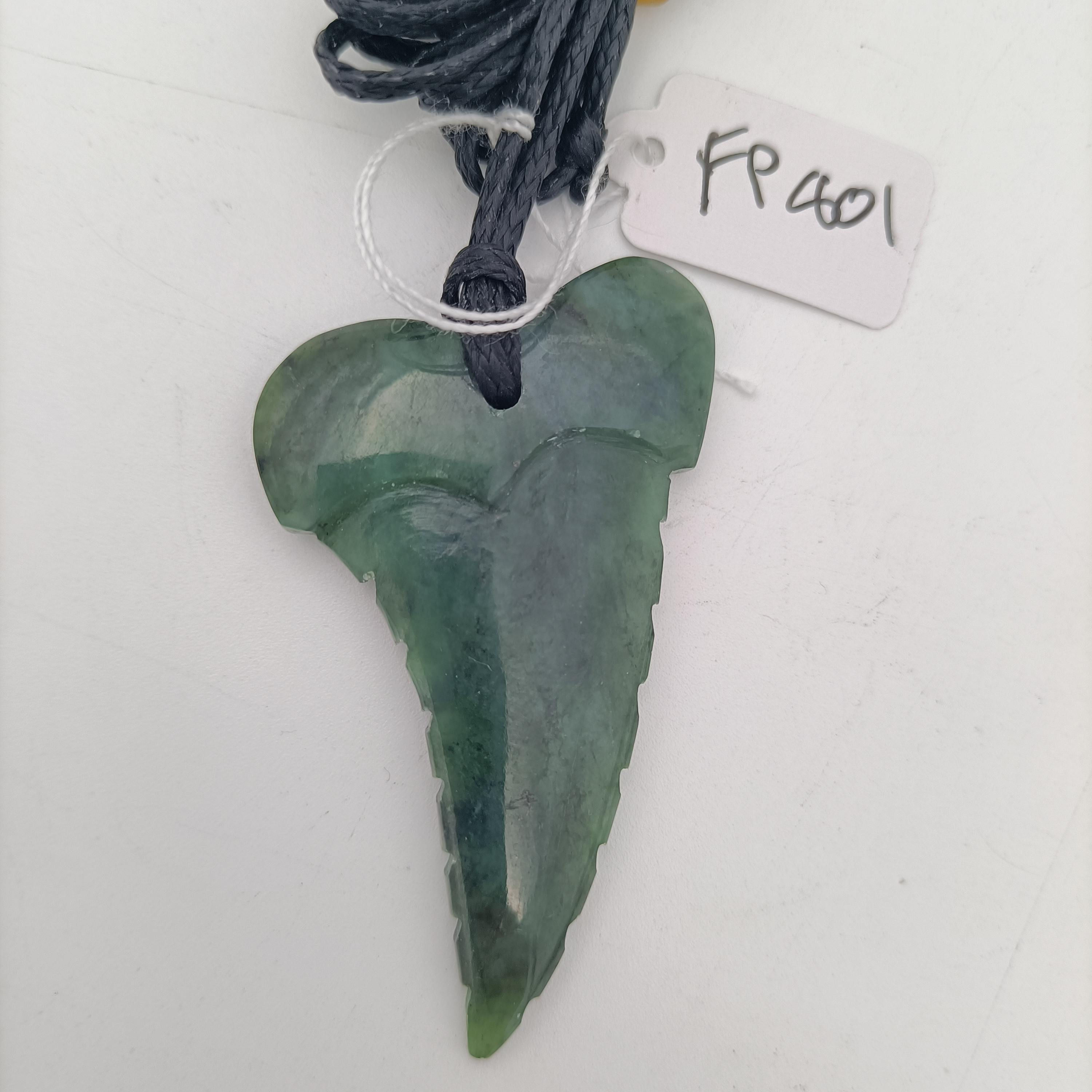 Pounamu Greenstone Shark Tooth Pendant