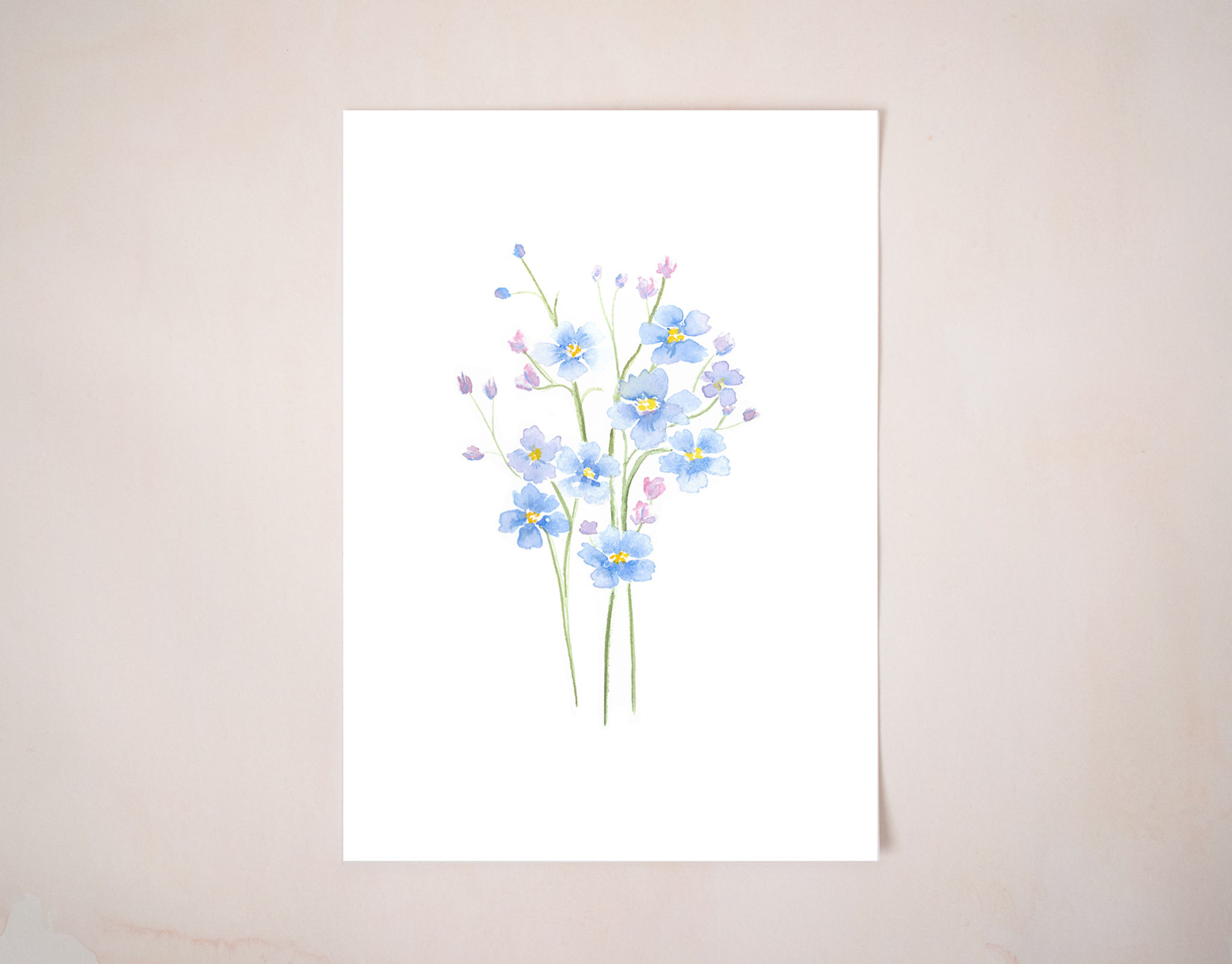 Forget me Not botanical watercolour wall art print.