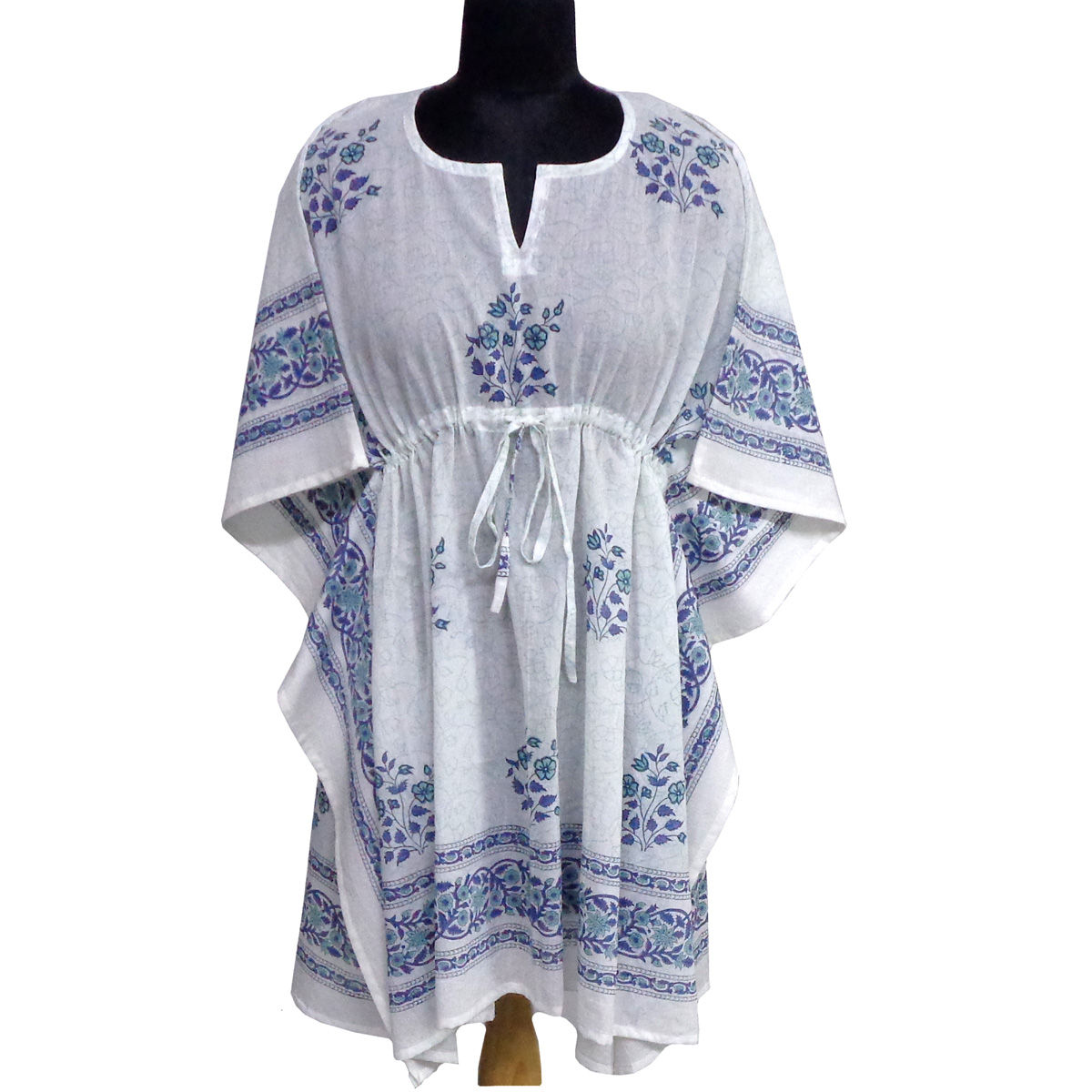 Hand Block Print Cotton Free Size Short Kaftan