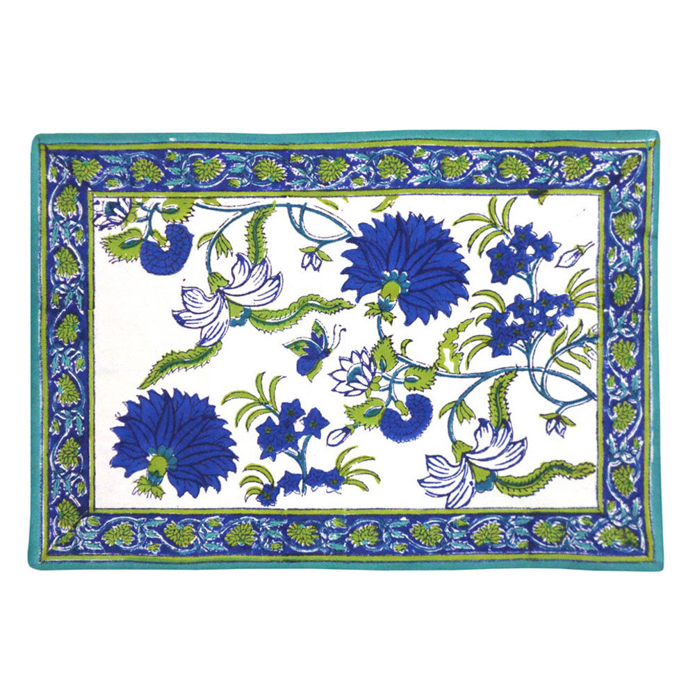 Hand Block Printed Cotton Canvas Table Mats (Set of 2)