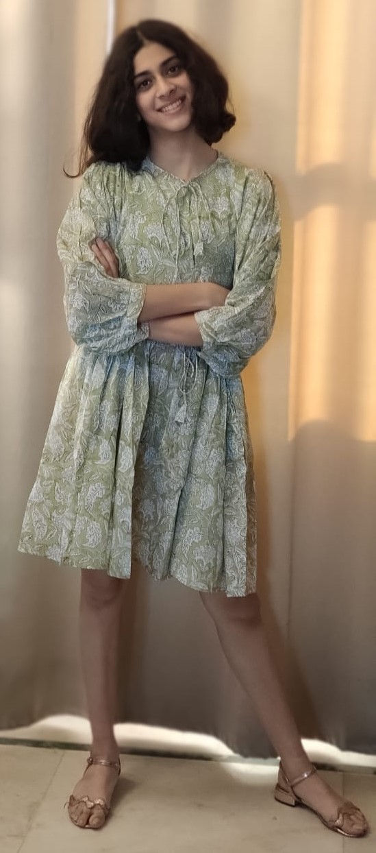 Thumbnail: Block Printed Cotton Short Dress - Hara Boota