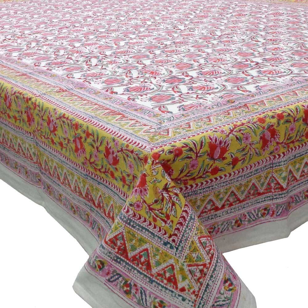 Hand Block Printed Cotton Tablecloth